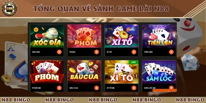 Sảnh game bài tại nhà cái N88 được hoàn thiện đỉnh cao