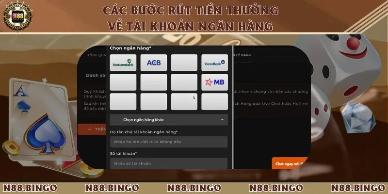 Các bước rút thưởng từ nhà cái về tài khoản ngân hàng 